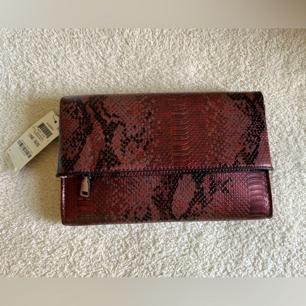 INC International Concepts NWT Fold Over Faux Snakeskin Clutch Purse